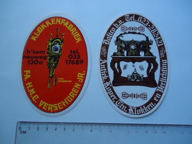 sticker oud KLOK KLOKKEN fabriek antiek hilversum Haarlem, Verzamelen, Verzenden, Zo goed als nieuw, Bedrijf of Vereniging