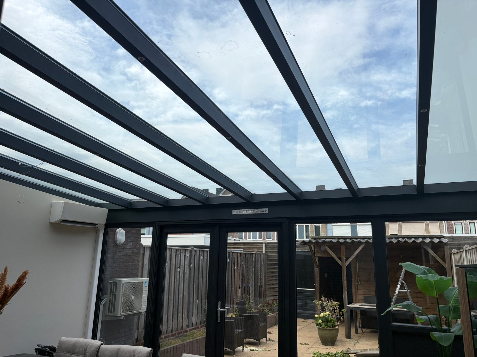 Aluminium serre met openslaande deuren, Ophalen, Gebruikt, Serre