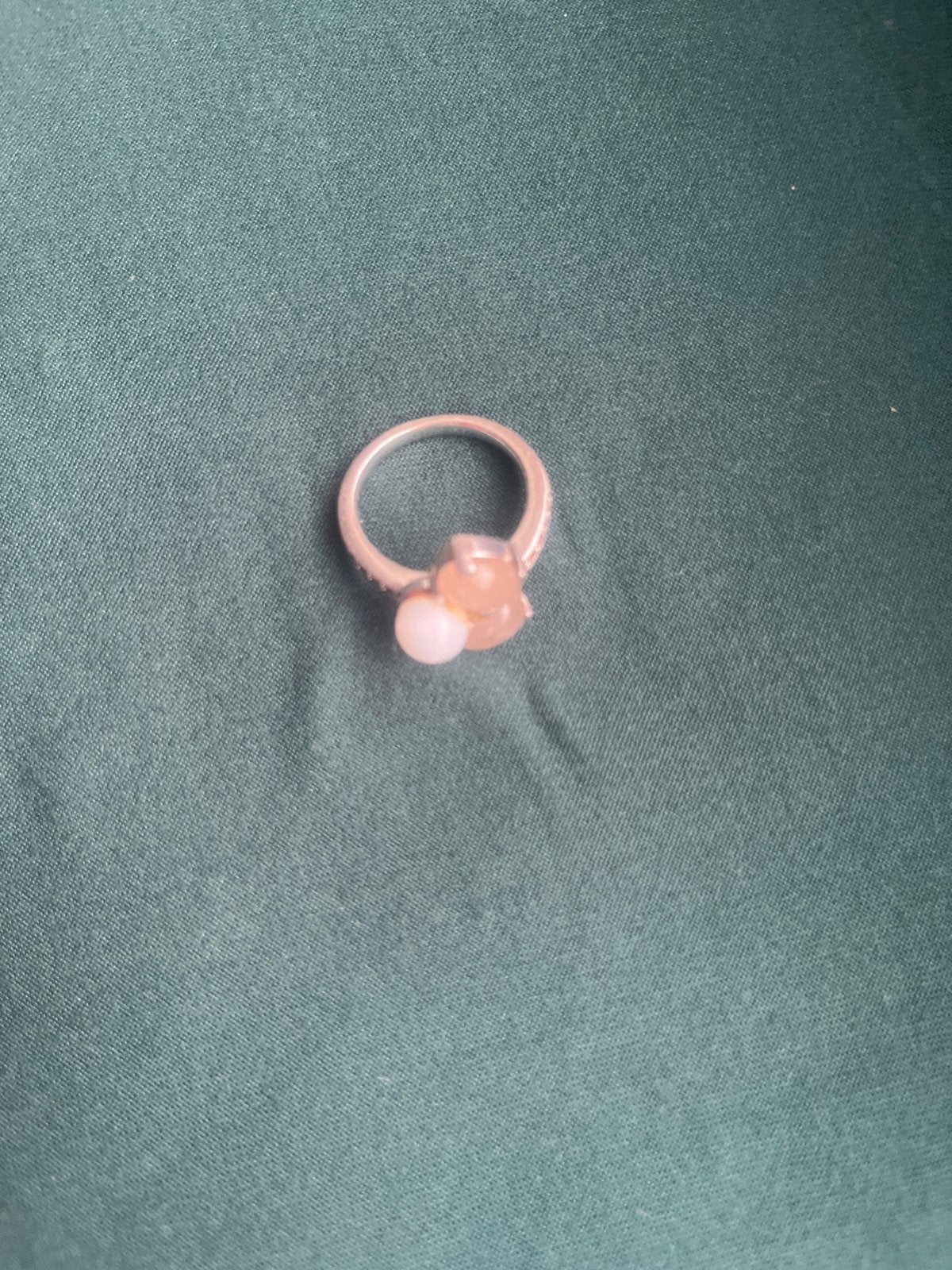 Mooie zilveren ring met parel en roze steen, Gebruikt, Ophalen of Verzenden, 17 tot 18, Met edelsteen