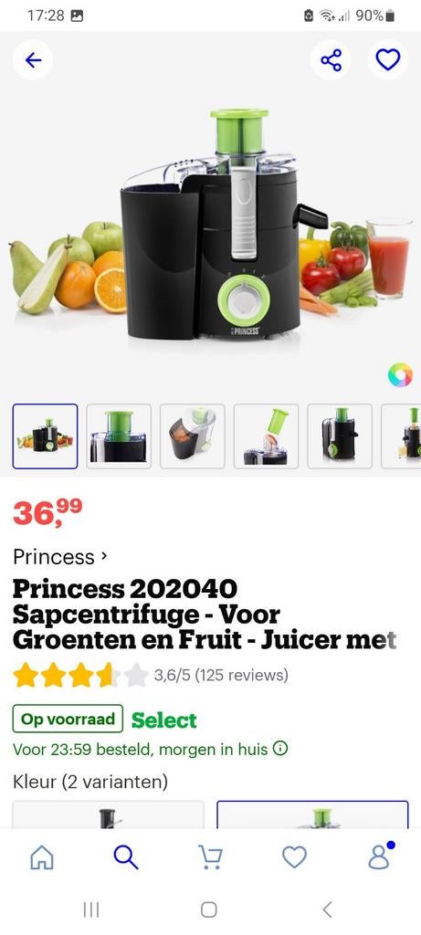 Princess 202040 Sapcentrifuge - Voor Groenten en Fruit, Witgoed en Apparatuur, Juicers, Ophalen of Verzenden