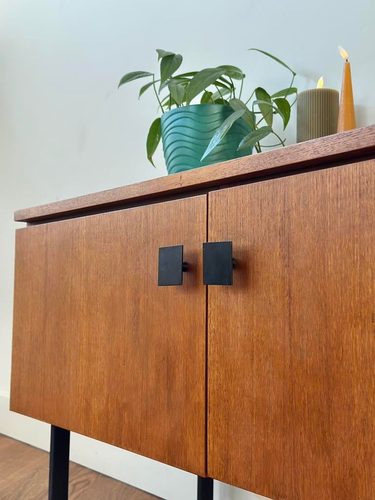 Vintage dressoir lowboard teak hout jaren 50/70/70, Ophalen, Gebruikt, Vintage, 25 tot 50 cm