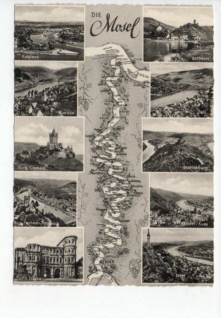 Duitsland. Ansichtkaart: Die Mosel - Div. Gezichten. 6-6-66, Ophalen of Verzenden, 1960 tot 1980, Gelopen, Duitsland