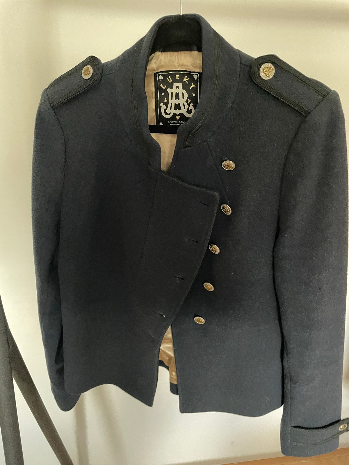 Scotch & Soda Jas - Blauw met gouden details, Ophalen of Verzenden, Gedragen, Maat 42/44 (L), Blauw