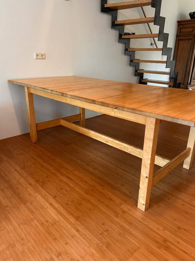 Eettafel Ikea (groot en uitschuifbaar), Ophalen, Gebruikt, 100 tot 150 cm, 200 cm of meer