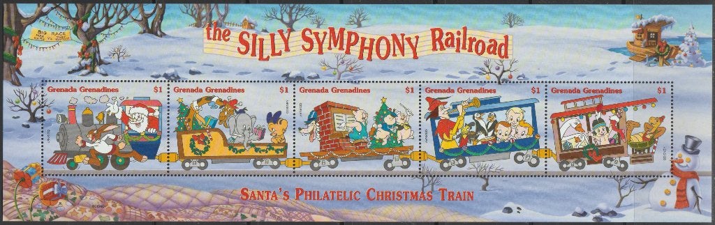 DISNEY = SANTA CHRISTMAS TREIN = sheet GRENADA-GR-Y2385, Verzenden, Postfris, Overige thema's