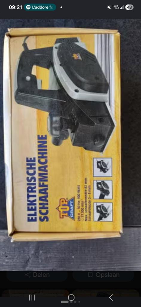 Elektrische schaafmachine - Top Craft - Goede staat, Ophalen of Verzenden, Gebruikt, Elektrisch
