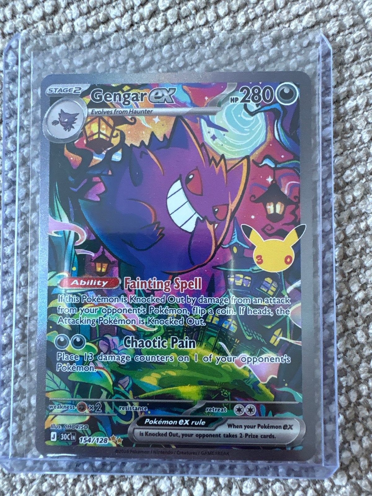 Gengar ex 30c 154/128 Pokémon kaart, Ophalen of Verzenden, Zo goed als nieuw, Losse kaart