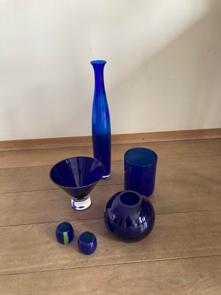Leerdam glas/Boda Blauw glaswerk diversen, Antiek en Kunst, Ophalen
