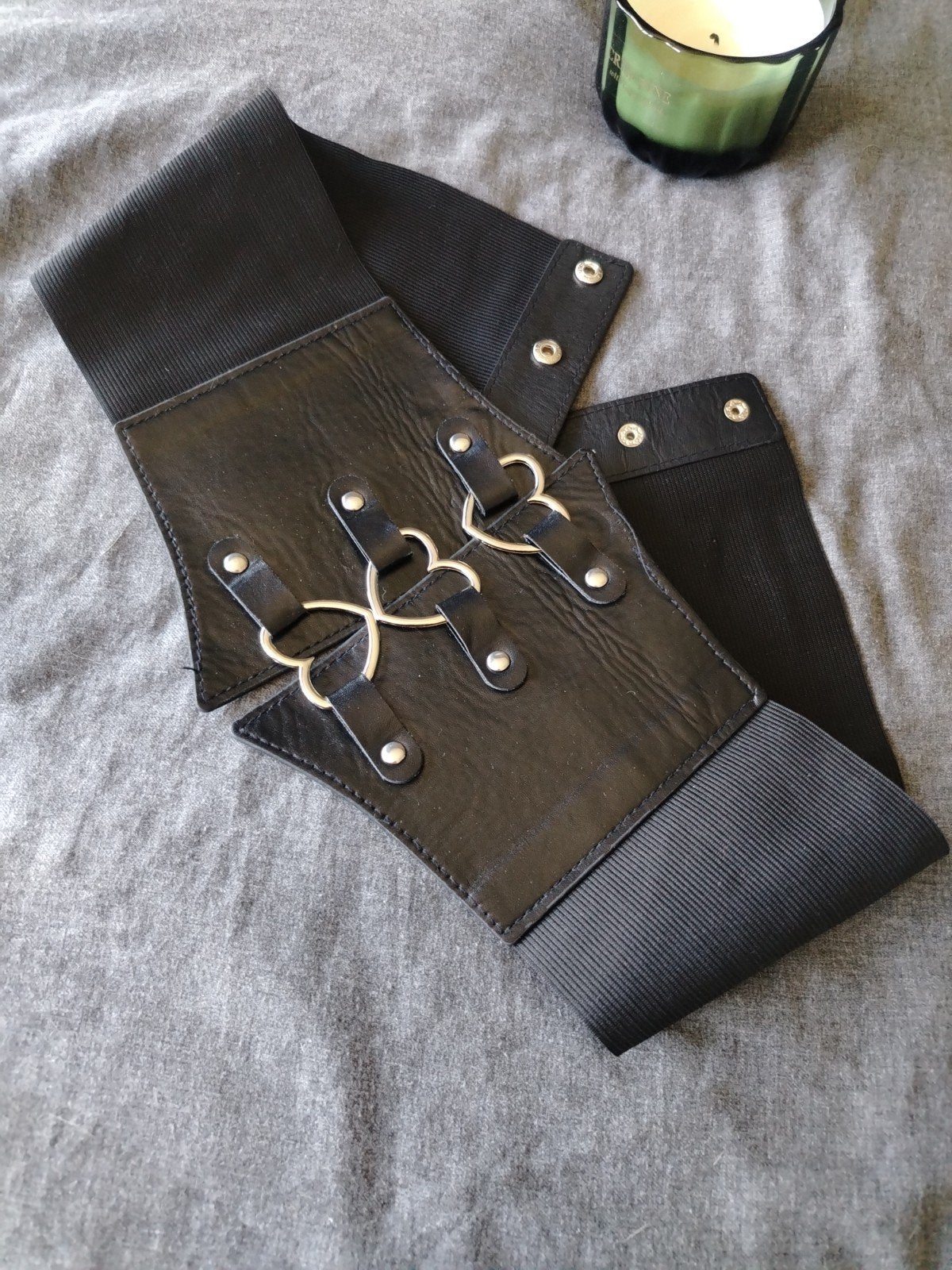 corset zwarte brede tailleriem met hartvormige gespen nieuw, Kleding | Dames, 80 tot 90 cm, 5 cm of meer, Zwart, Tailleriem