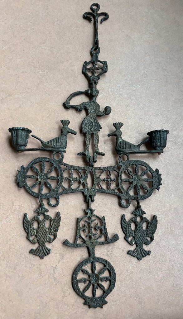 Vintage Byzantijnse wandkandelaar, Ophalen of Verzenden, Koper of Brons