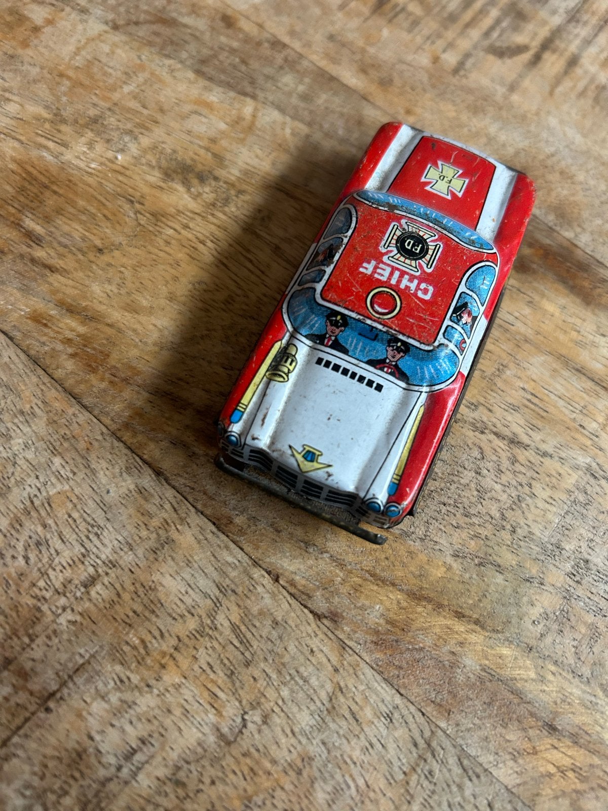 Vintage blikken brandweerauto "Chief FD" - Made in Japan, Verzamelen, Ophalen of Verzenden, Gebruikt