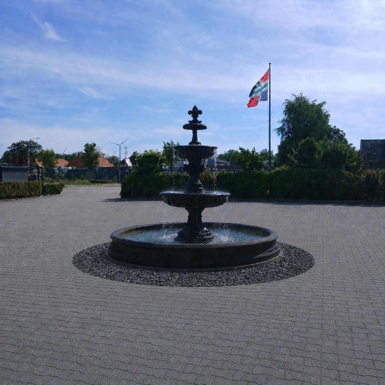 Grote fontein met rand antracietlook, Tuin en Terras, Waterpartijen en Fonteinen, Ophalen, Nieuw, Beton, Fontein