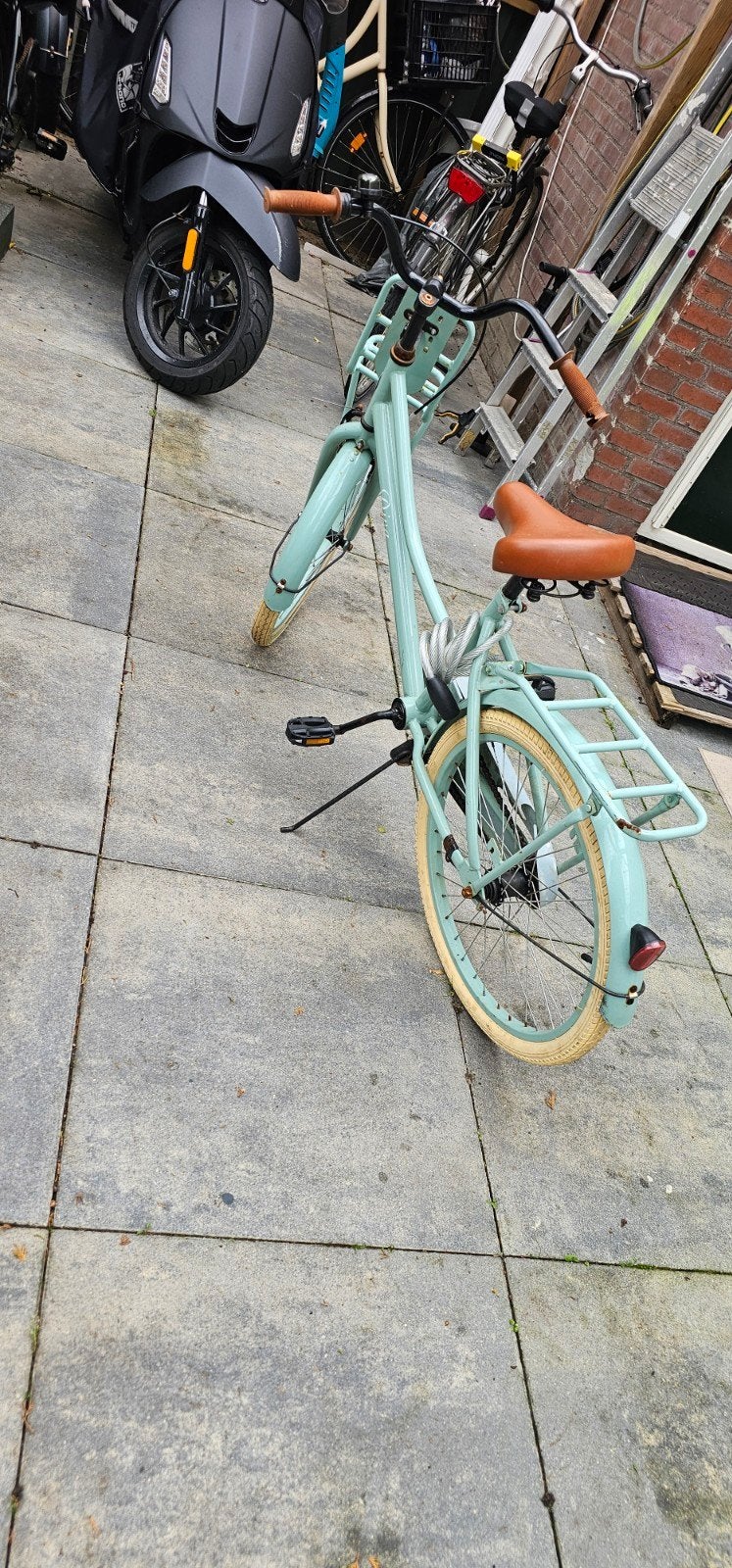 Stadsfiets met voordrager - Lichtblauw, Terugtraprem, 50 tot 53 cm, Ophalen, Overige merken