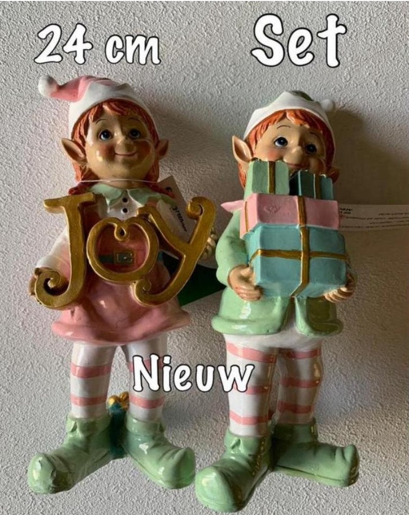 2 kerst elfjes pastel tinten, Diversen, Kerst, Ophalen of Verzenden, Nieuw