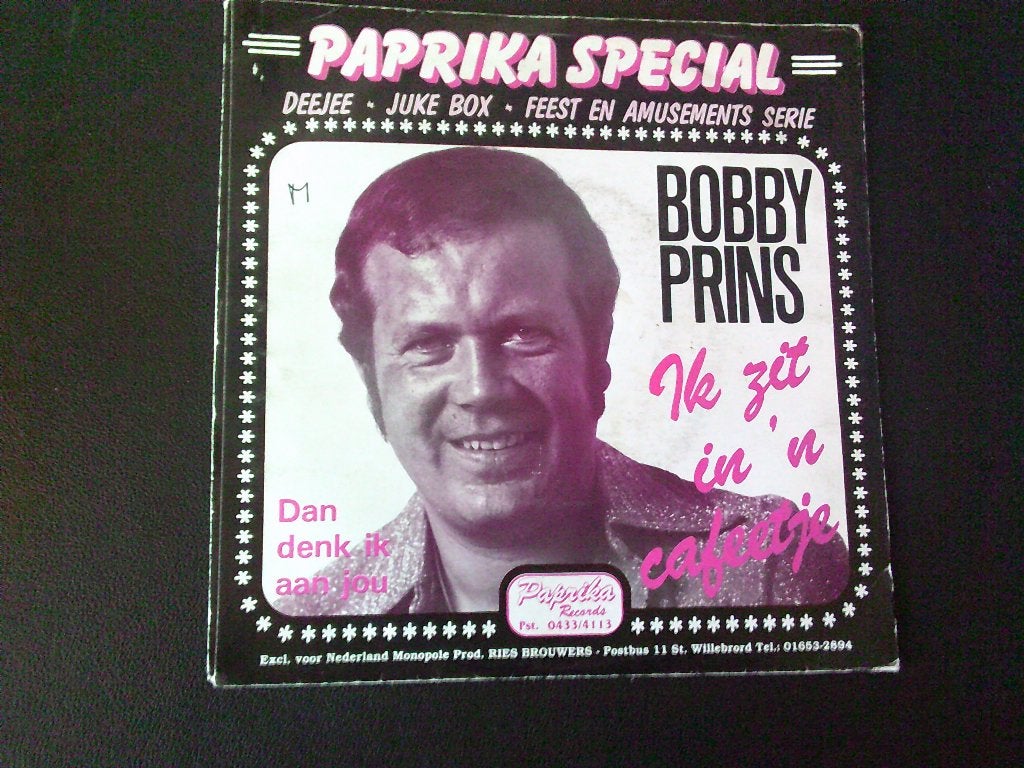 Bobby Prins - Ik zit in 'n cafeetje / Dan denk ik aan jou, Cd's en Dvd's, Gebruikt, 7 inch, Ophalen of Verzenden, Levenslied of Smartlap