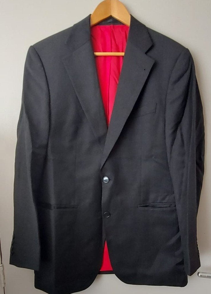 Stijlvol zwart colbert met rode voering, Wildenberg -Maat 50, Kleding | Heren, Maat 48/50 (M), Zwart, Ophalen of Verzenden, Zo goed als nieuw