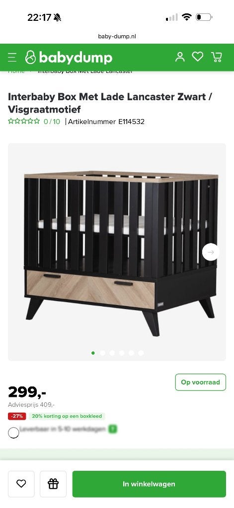 Goed uitziende babybox met lade, Ophalen, Gebruikt, Vierkant, In hoogte verstelbaar