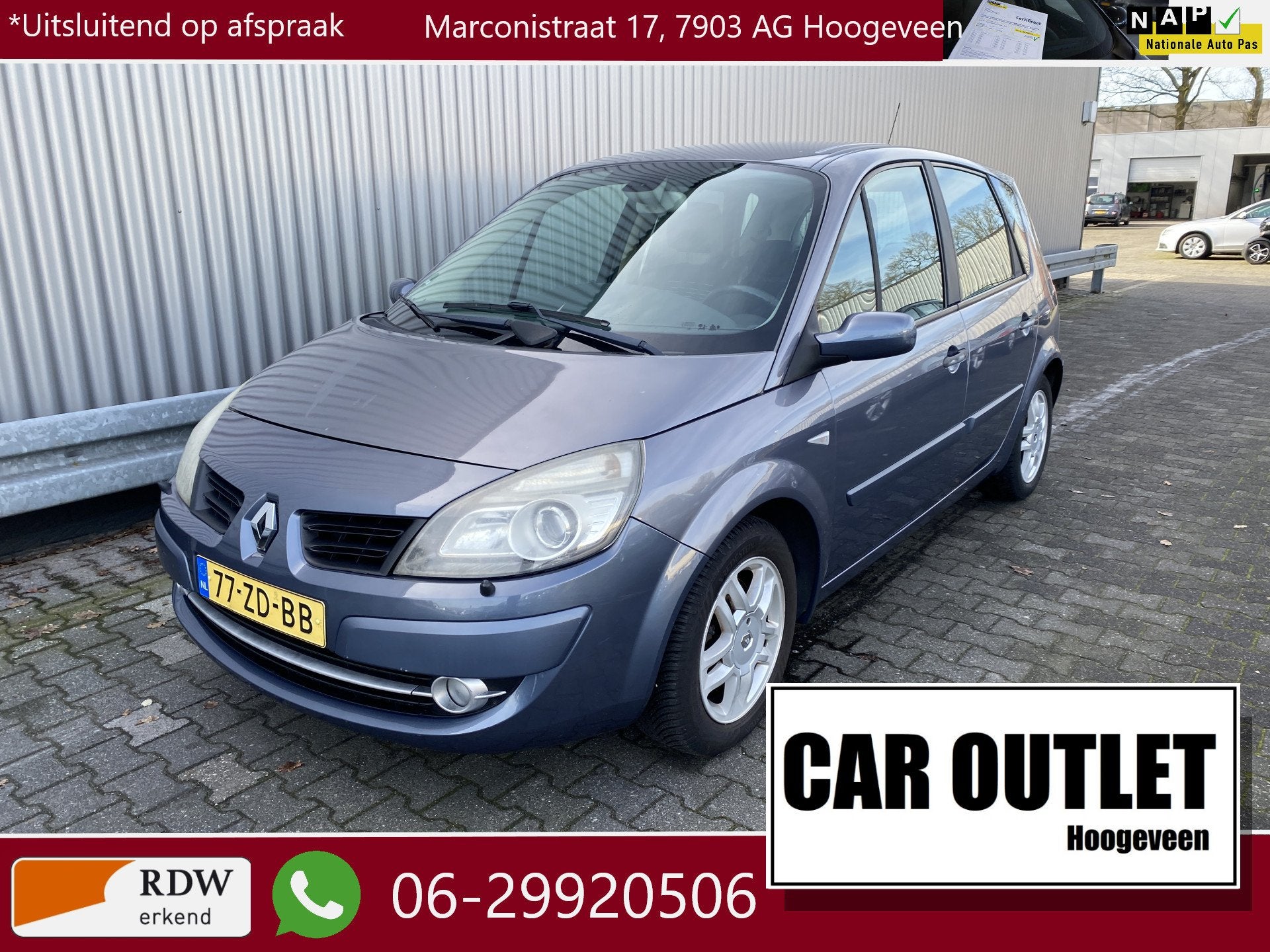 Renault Scénic 2.0-16V Tech Line AUTOMAAT, Leer, Clima, Nav, Auto's, Renault, 1998 cc, 4 cilinders, Blauw, Origineel Nederlands