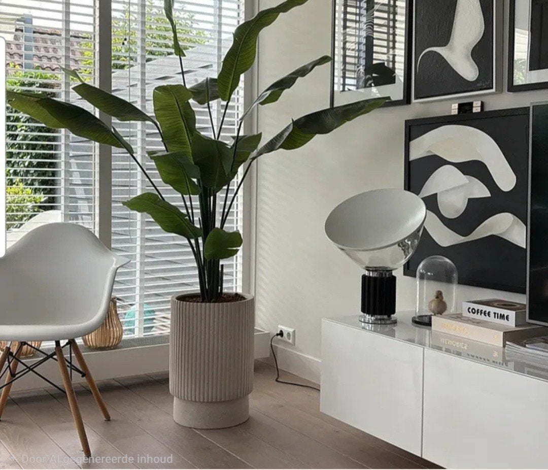 Bloempot Dione off white, Rond, Binnen, Aardewerk, Ophalen