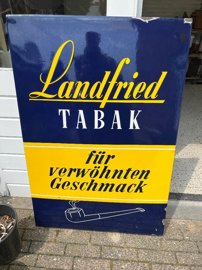 Groot emaille reclame bord, Ophalen, Gebruikt, Reclamebord