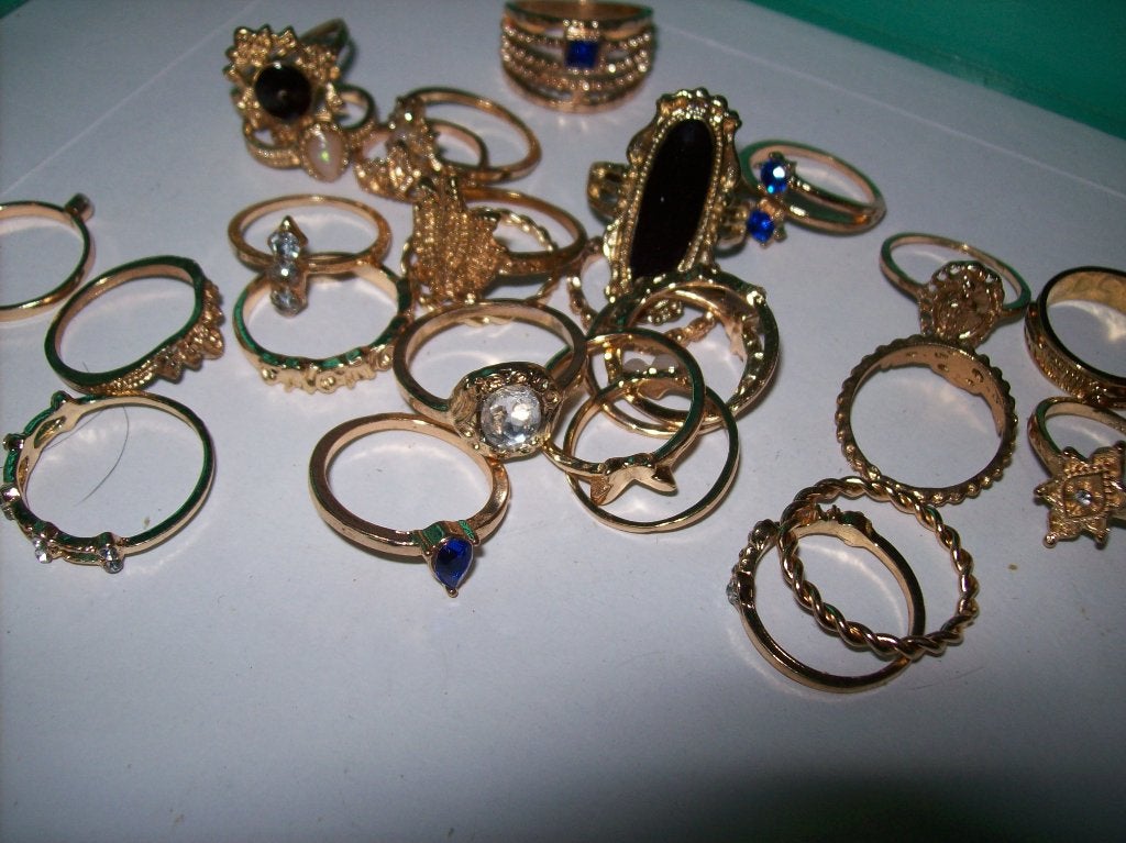 Ringen Partijtje Goudkleur  Steen Kristal Maten 17 t/m19, Overige materialen, Met edelsteen, 19 tot 20, Nieuw