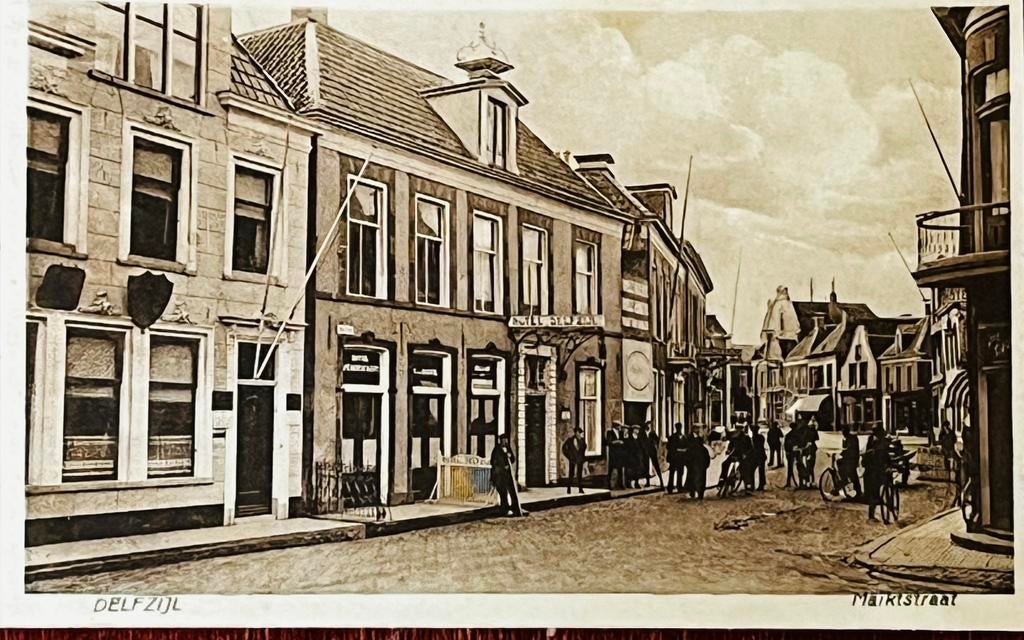 kaart 1923 Marktstraat Delfzijl Groningen, Ophalen of Verzenden, 1920 tot 1940, Groningen