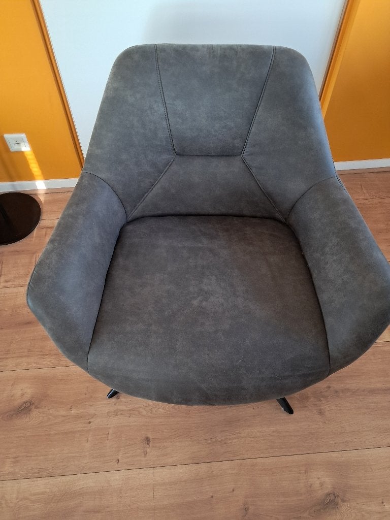 Fauteuil antraciet draaimodel, Huis en Inrichting, Ophalen, Minder dan 75 cm, Zo goed als nieuw, Stof