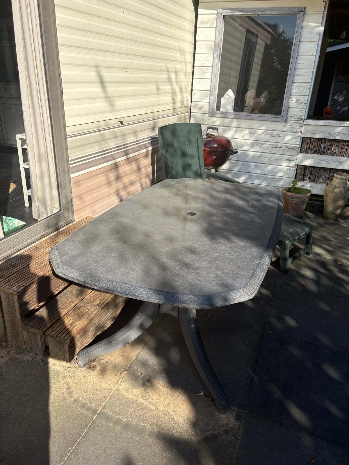 Gebruikte tuintafel, rechthoekig, grijs kunststof, Ophalen, Gebruikt, Rechthoekig, Kunststof