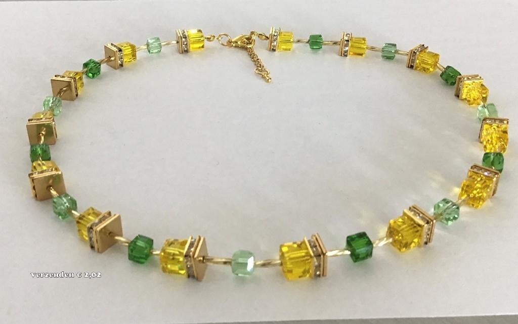 Exclusief handgemaakte design collier met Swarovski kristal., Met kristal, Overige materialen, Verzenden, Nieuw