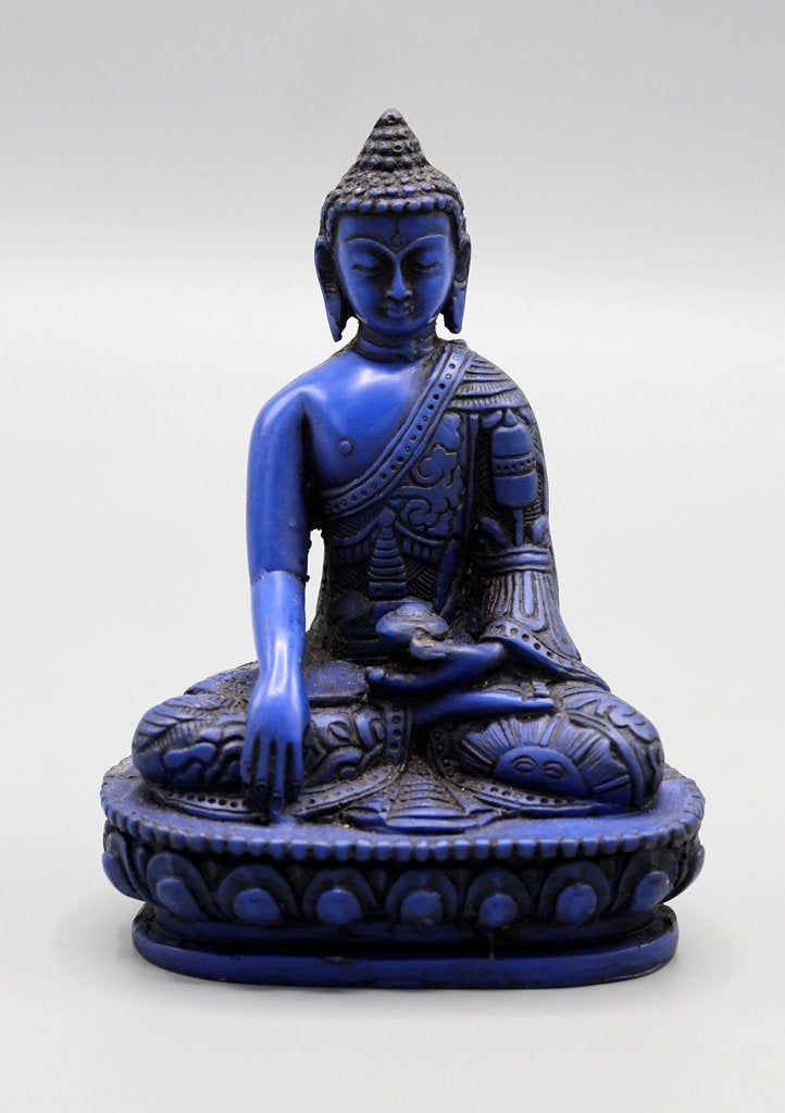 Om Mani Shakyamuni Boeddhabeeld, Blauw, Verzenden, Nieuw, Nepalhandwerk.nl