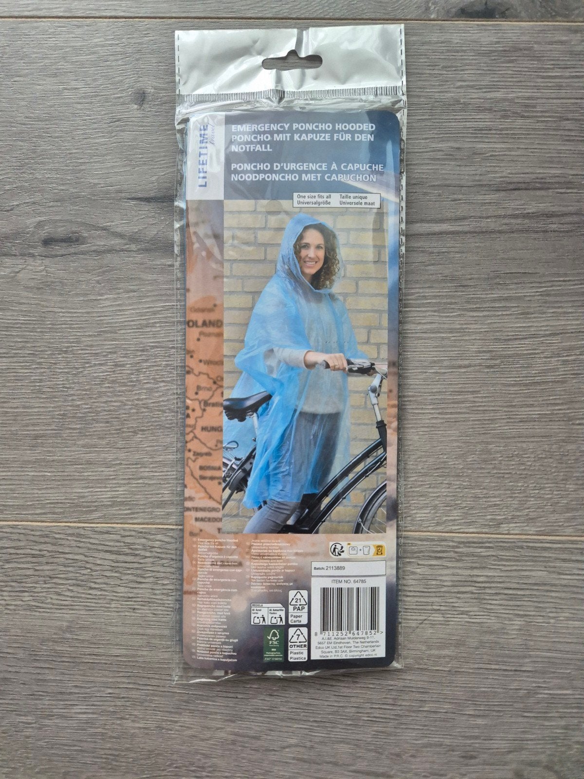 Blauwe noodponcho met capuchon – Lifetime Travel – One Size, Ophalen of Verzenden, Nieuw, Regenponcho, Dames