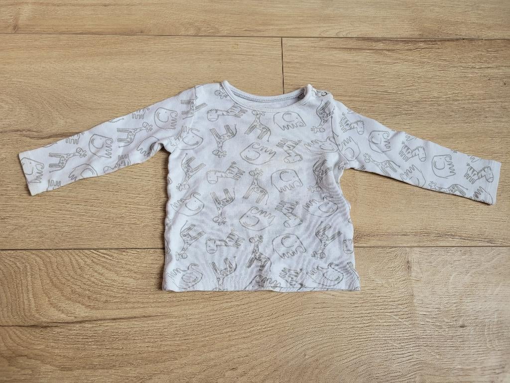 LUPILU witte longsleeve met opdruk maat 74/80 ~ MP3040, Kinderen en Baby's, Babykleding | Maat 74, Gebruikt, Ophalen of Verzenden