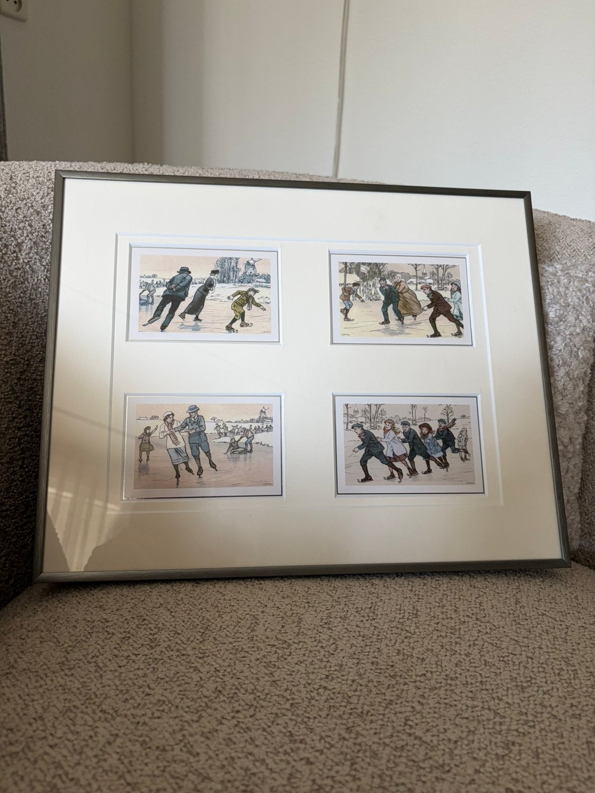 Ingelijste prenten schaatsers - 42 x 33 cm, Ophalen, Minder dan 50 cm, Minder dan 50 cm, Print