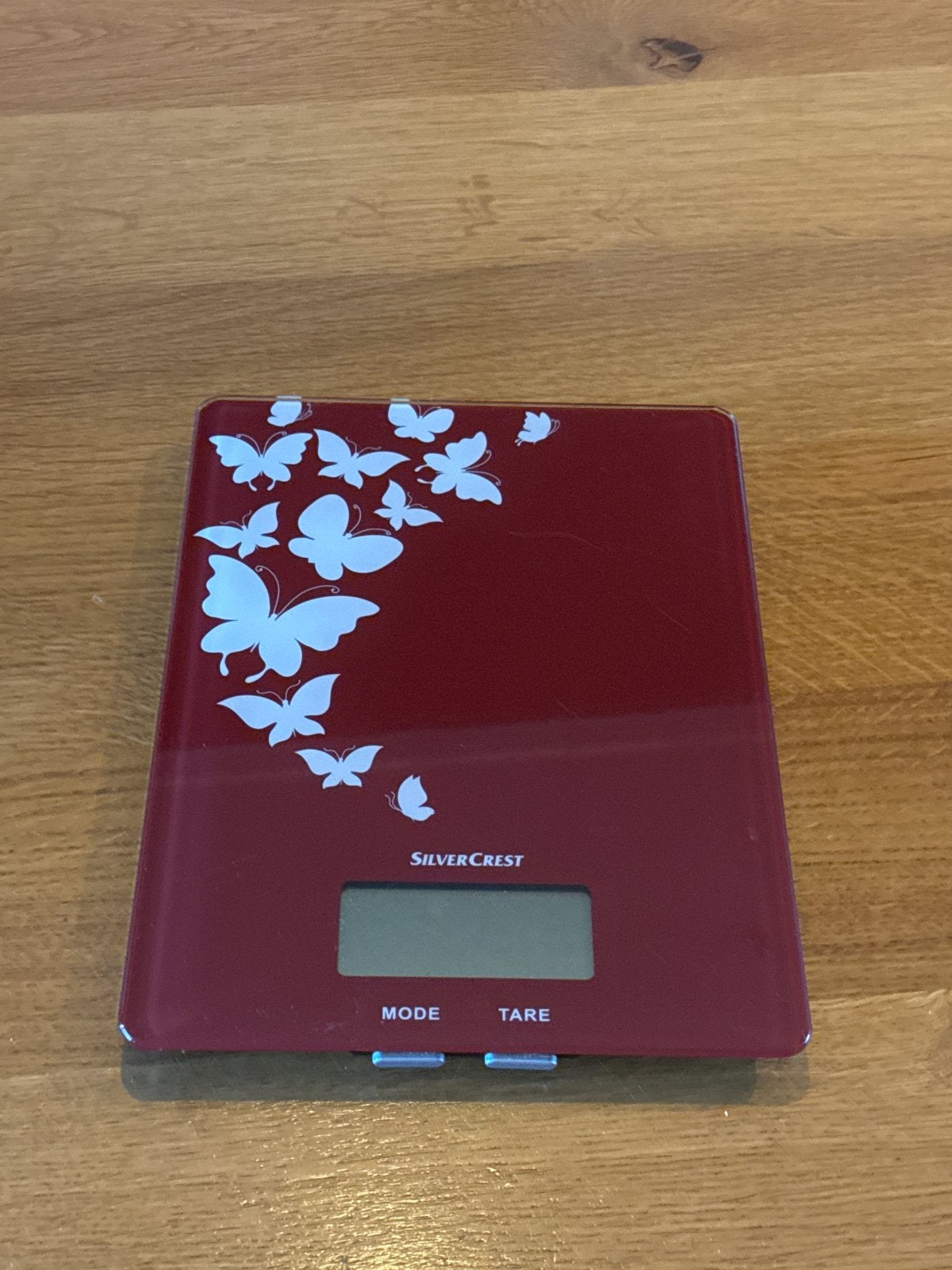 SilverCrest Keukenweegschaal - Rood met vlinders, Ophalen, Minder dan 10 kg, Keukenweegschaal, Fijner dan 1 gram