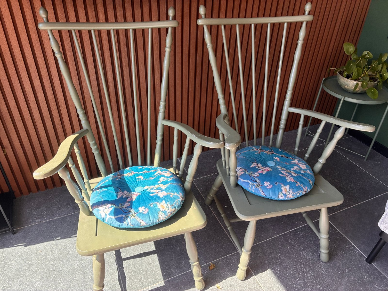 Set van 2 vintage Windsor stoelen - Olijfgroen, Ophalen