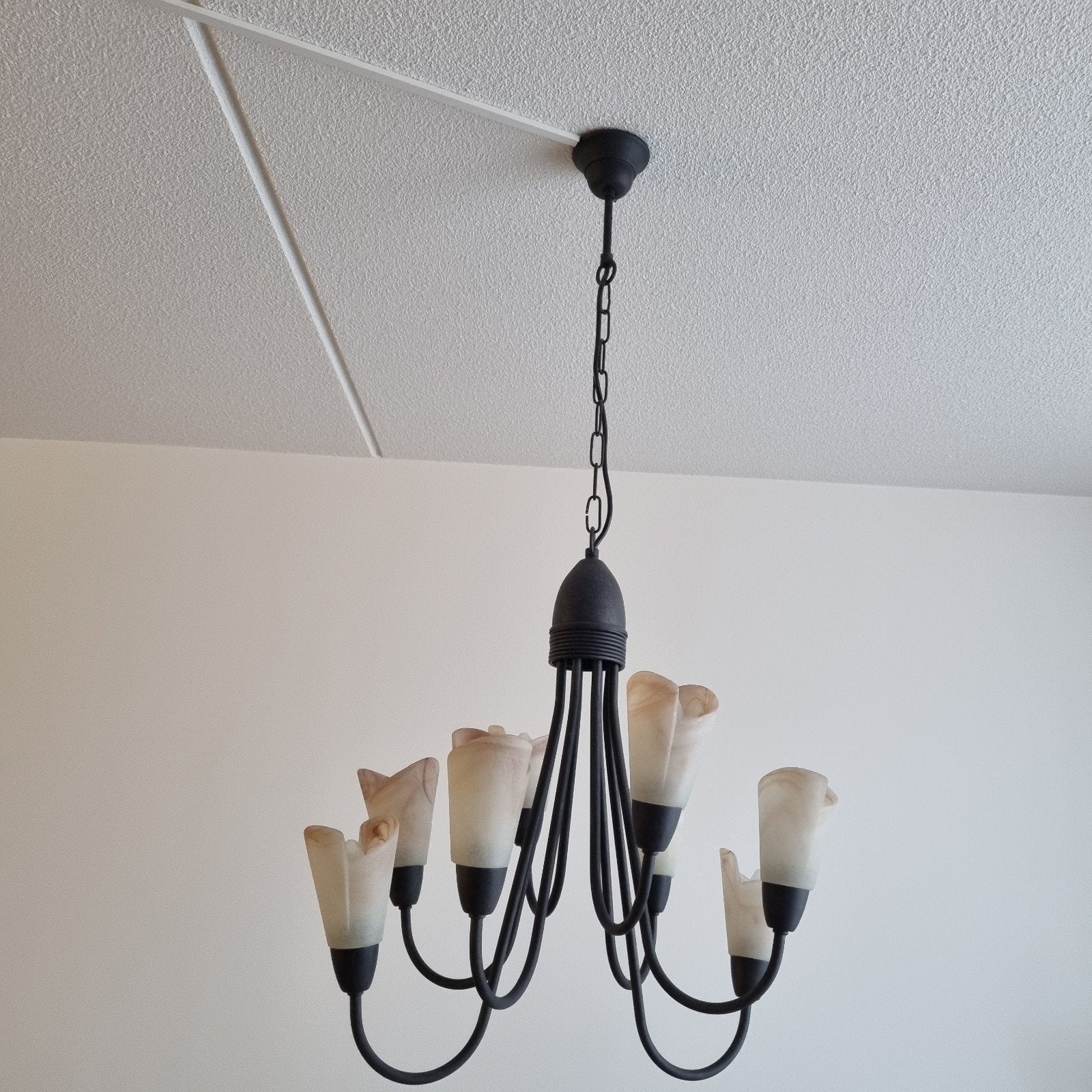 Set van 3 lampen: hanglamp, wandlamp en staande lamp, Huis en Inrichting, Ophalen, Gebruikt, 50 tot 100 cm, Glas