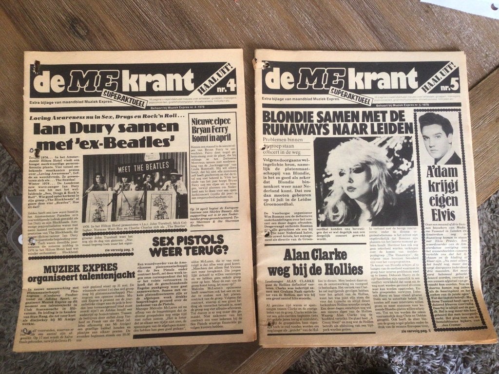 De ME Krant - Nrs. 4 & 5 (1979) - Muziek Express Bijlage, Boeken, Ophalen of Verzenden, Gelezen, Muziek, Film of Tv