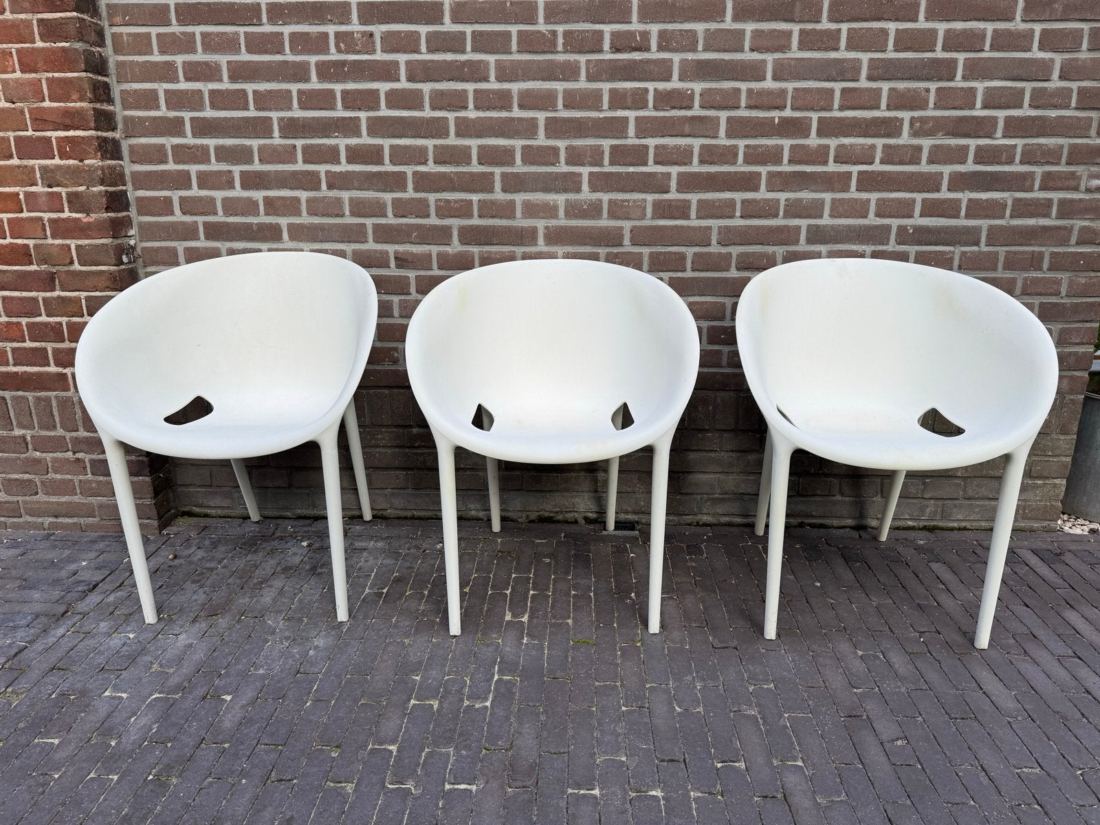 Design Soft Egg Stoelen Philippe Starck voor Driade 3 stuks, Huis en Inrichting, Ophalen, Kunststof, Gebruikt, Drie