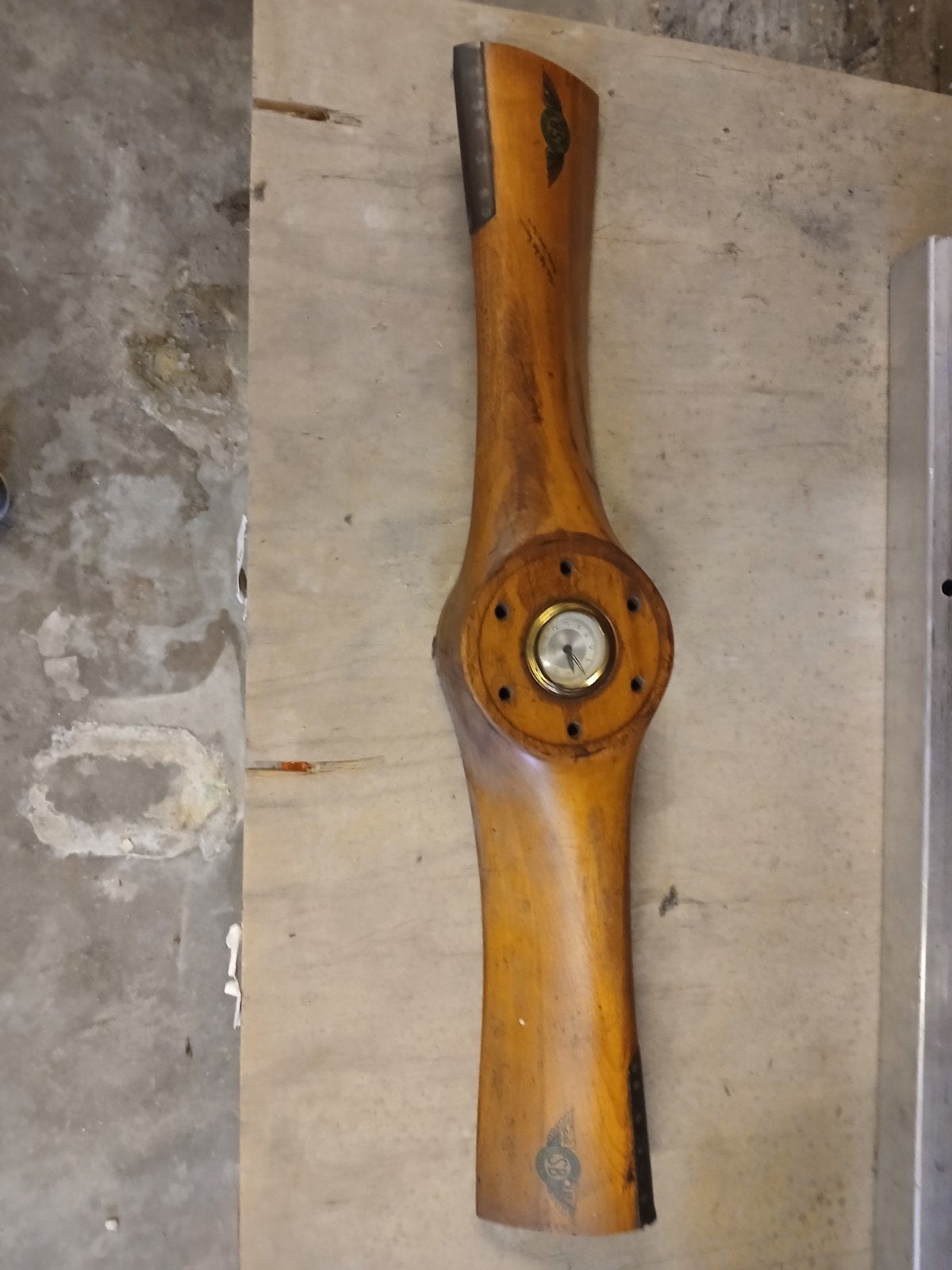 Vintage Sensenich Vliegtuig Propeller met Klok, Ophalen of Verzenden