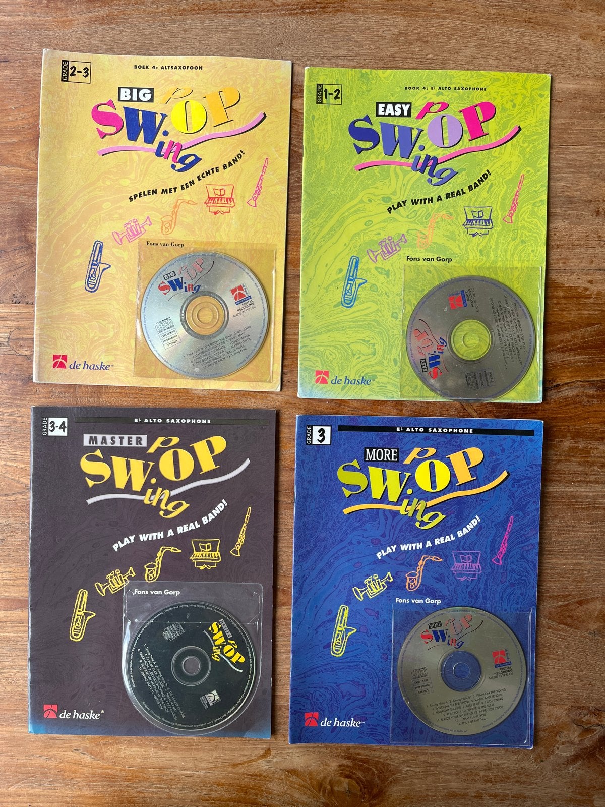 4x Swop Saxofoon lesboeken met cd's - Gebruikt, compleet, Muziek en Instrumenten, Bladmuziek, Ophalen of Verzenden, Gebruikt, Les of Cursus