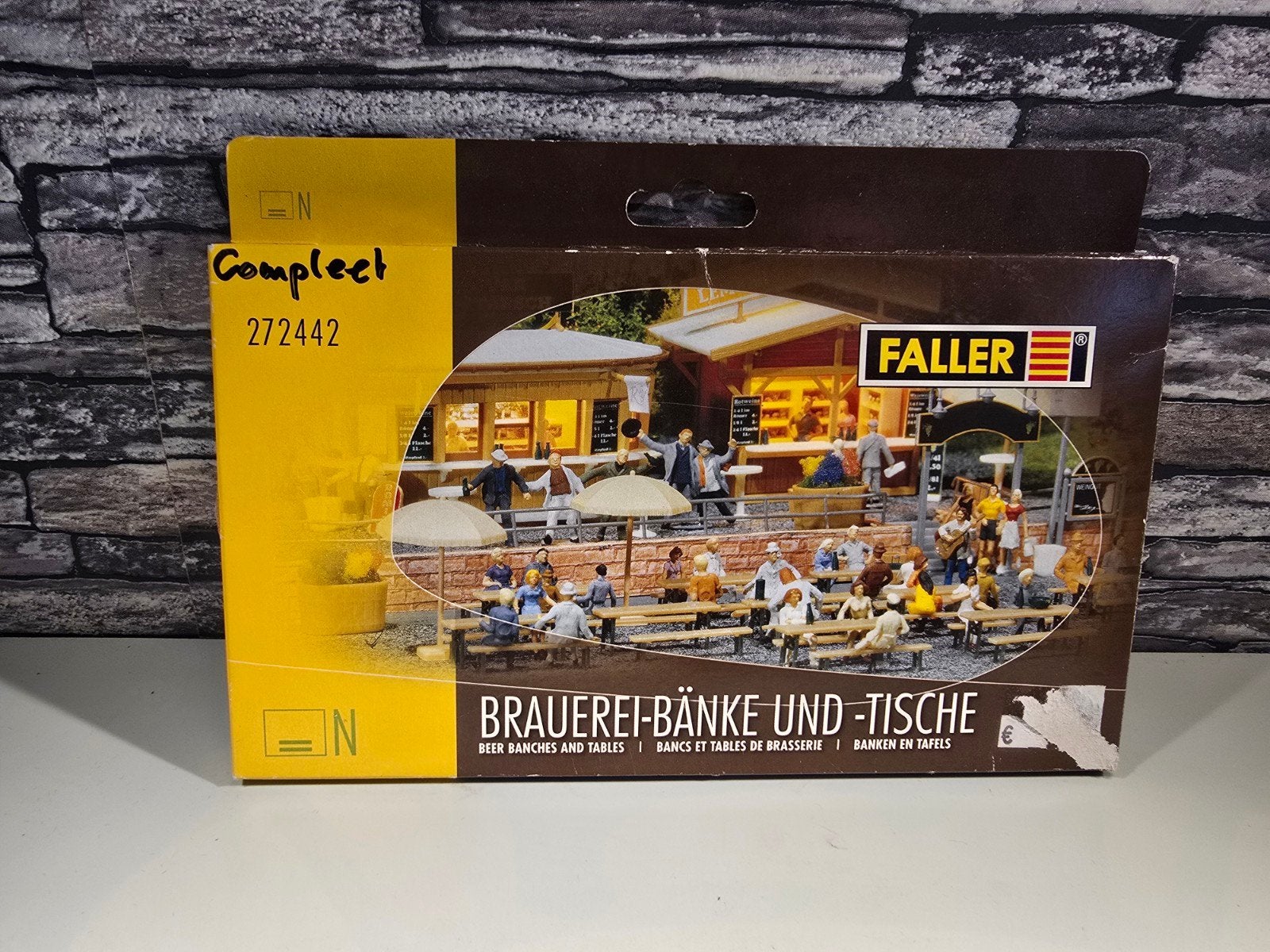 faller biergarten banken/tafels N spoor trein 1:160, Overige merken, Gelijkstroom of Wisselstroom, Brug, Tunnel of Gebouw, Nieuw