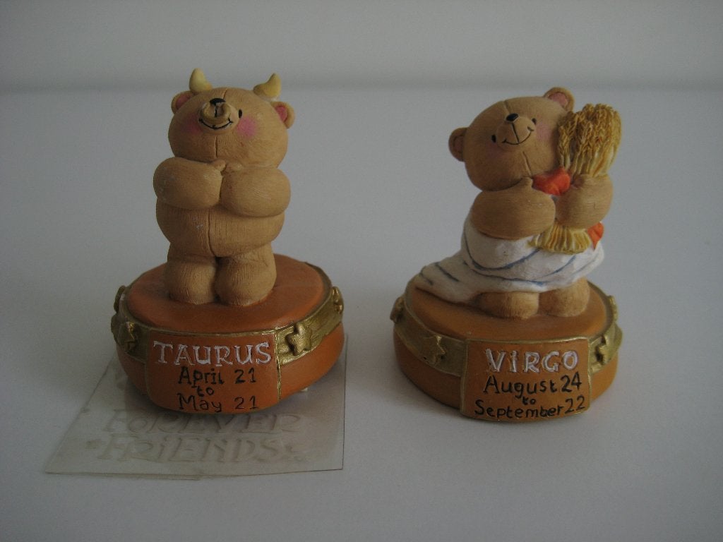 Forever Friends 2 beeldjes sterrenbeelden: Stier en Maagd, Ophalen of Verzenden, Zo goed als nieuw, Beeldje, Forever Friends
