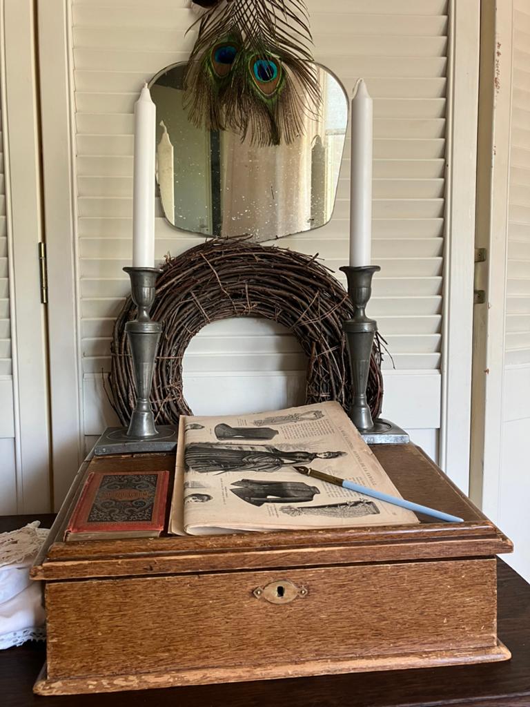 Antieke schrijfkist lessenaar secretaire, Ophalen of Verzenden
