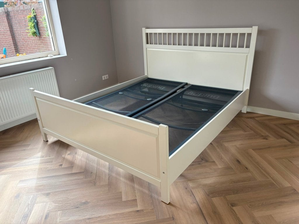 Auping spiraal met frame en ombouw, Ophalen, Blauw, 210 cm, Tweepersoons