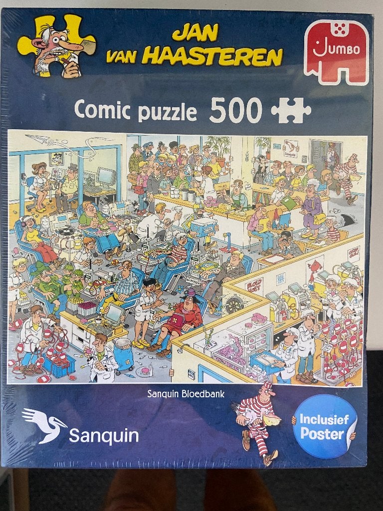 Jan van Haasteren Sanquin bloedbank puzzel, Ophalen of Verzenden, 500 t/m 1500 stukjes, Nieuw, Legpuzzel