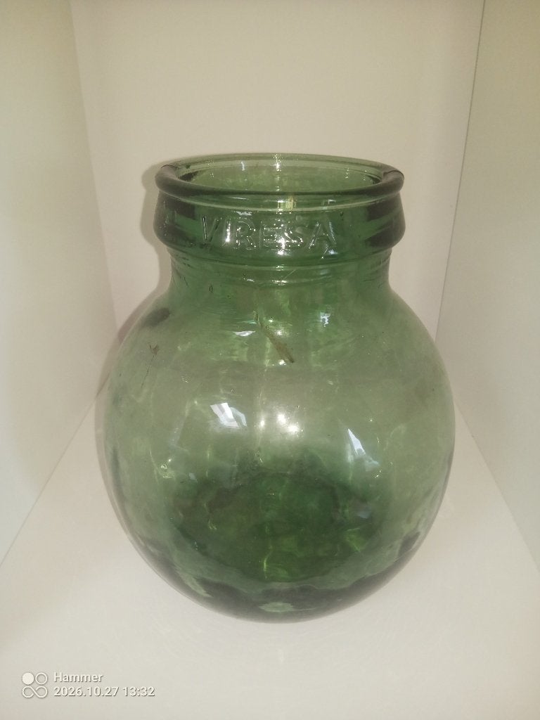 Viresa vintage vaas, Groen, Ophalen, 24 cm, Glas