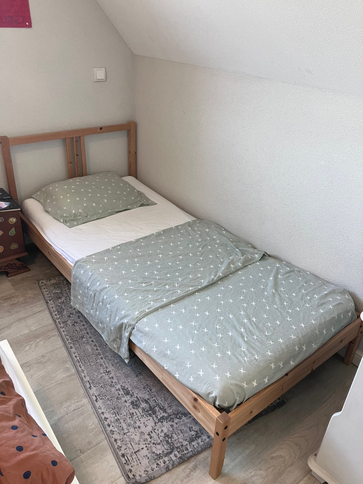 Ikea Fjellse bedframe 90 x 200 + Lattenbodem, Ophalen, 90 cm, Eenpersoons, Wit