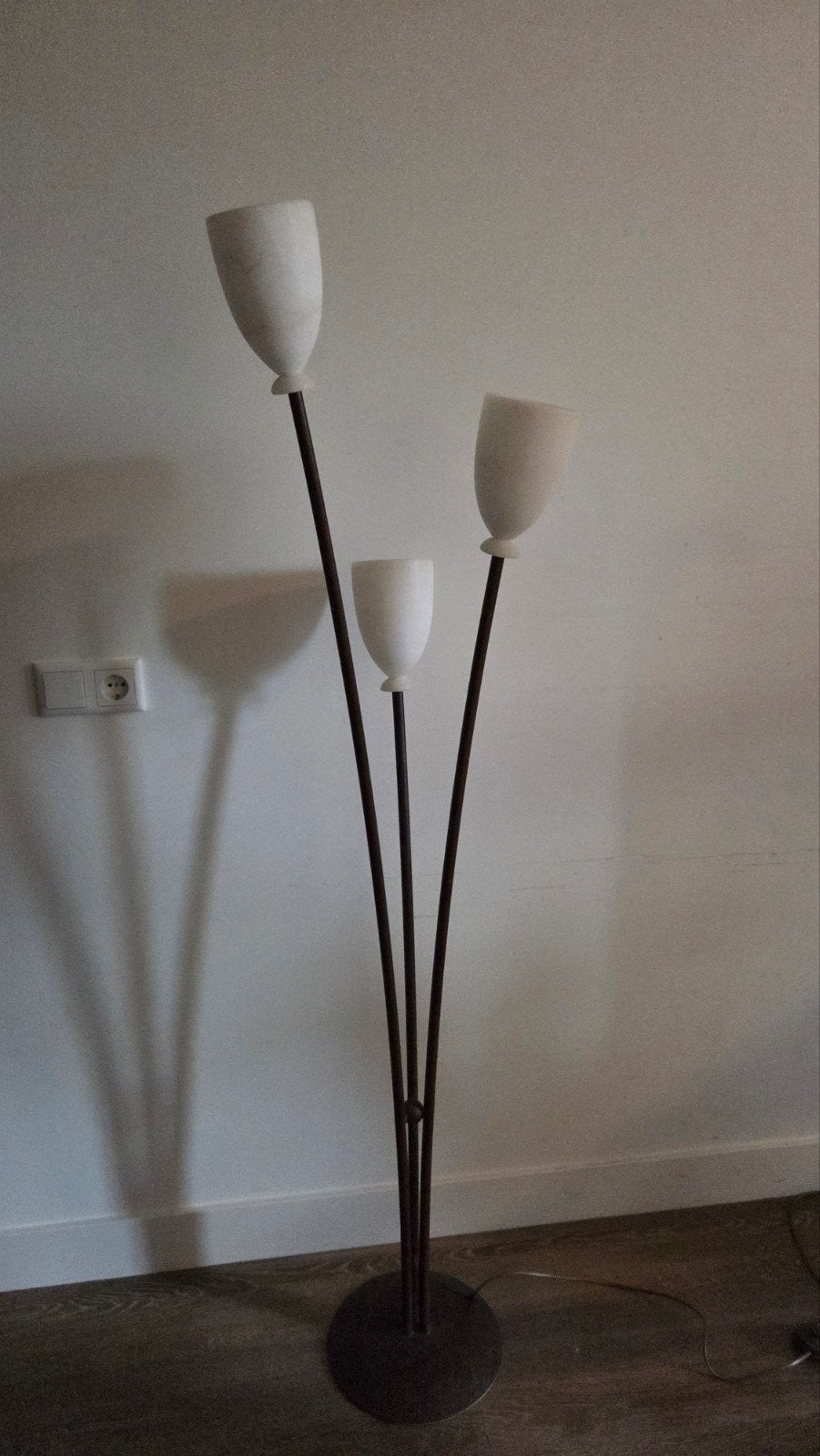 Albasten lamp met 3 kelken, Modern, Klassiek, Gebruikt, E14 (klein), Ophalen of Verzenden
