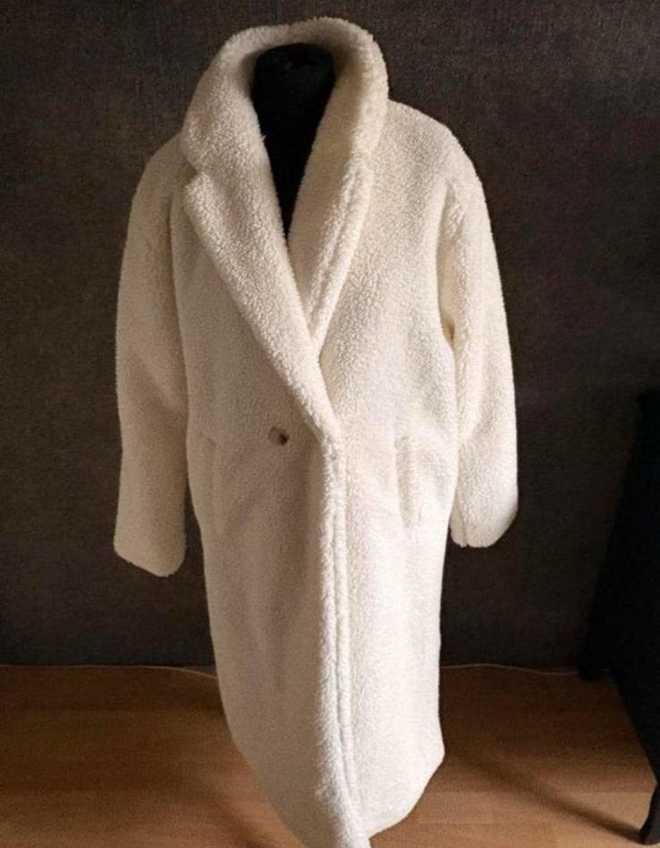 Mooie lange witte teddy jas mt 42 NIEUW, Ophalen of Verzenden, Nieuw, Maat 42/44 (L), Wit