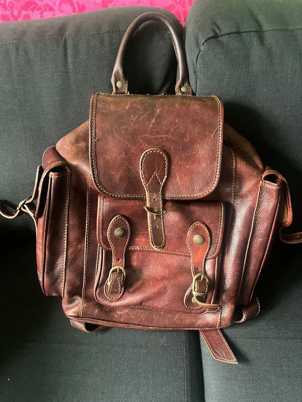 Echt leren rugtas, Ophalen, Gebruikt, Overige merken, 30 tot 45 cm